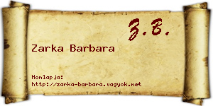 Zarka Barbara névjegykártya